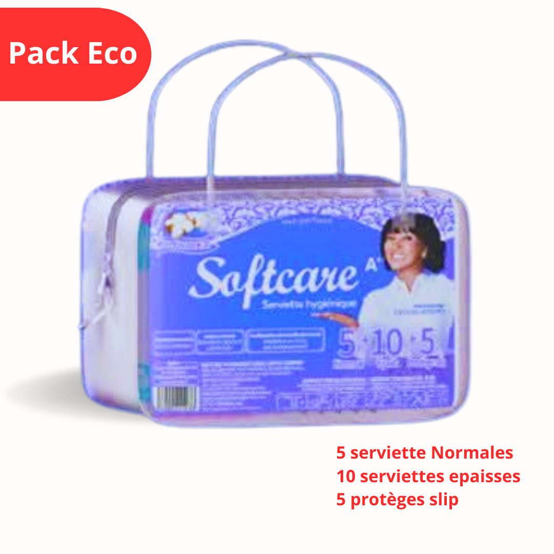 Softcare A+ Pack Combiné de Serviettes Hygiéniques+Slip jetable -City M-