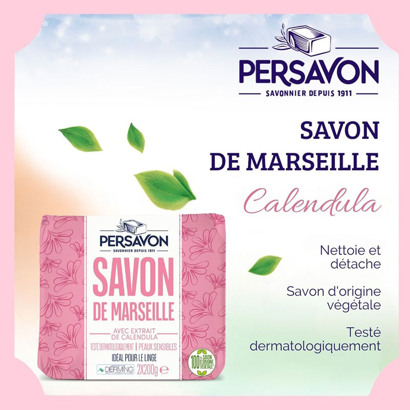 Persavon Savon de Marseille à l'extrait de Calendula (2 x 200g) -City M-